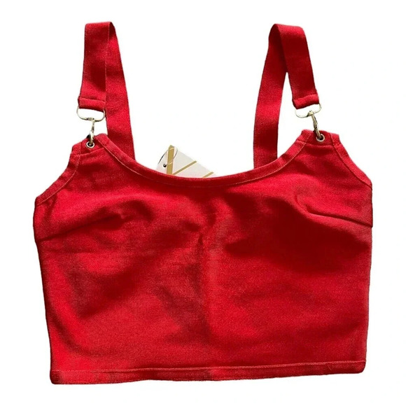 WOW COUTURE Red Hook Strap Bandage Crop Top S - Picture 2 of 5